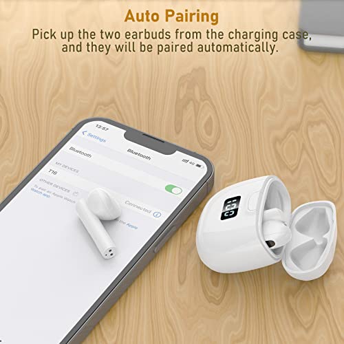 Yeaki Wireless Earbuds, LED Power Display Earphones with Wireless Charging Case, Waterproof in-Ear Headphones with Mic, Bluetooth 5.2, for Sports, Running, Workout, Gaming