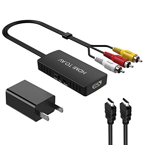 DIGITNOW HDMI to RCA Converter, HDMI to AV Composite Video Audio Converter Adapter, Supports PAL/NTSC for PS One, PS2, PS3, Nintendo 64, STB, VHS, VCR, Blue-Ray DVD Players Projector