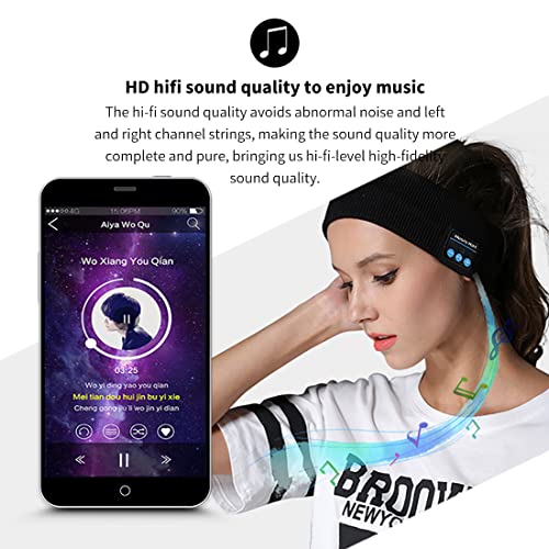 POSLEOKE Wireless Bluetooth Soft Stretch Headphones Music Call Sports Headband for Sleeping, Outdoor Sports, Fitness, Sleeping, Men, Women, Grandparents, Colleagues, Friends (Dark Grey)