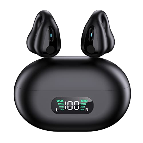 SZYCD Open Ear Wireless TWS Earbuds,Clip-On Earphones Bluetooth Headphone Sweatproof Waterproof for Sports Cycling Driving,Running and Work (Black)