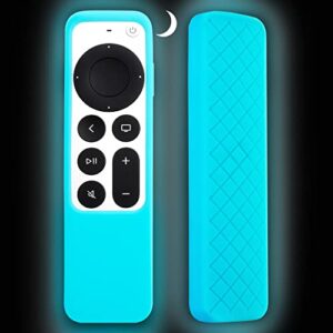 case compatible with 2022 apple tv 4k siri remote 3rd gen, cover for 2021 apple tv siri remote control 2nd gen, glow in dark(blue)