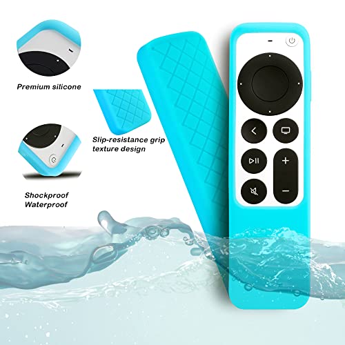 Case Compatible with 2022 Apple TV 4K Siri Remote 3rd Gen, Cover for 2021 Apple TV Siri Remote Control 2nd Gen, Glow in Dark(Blue)