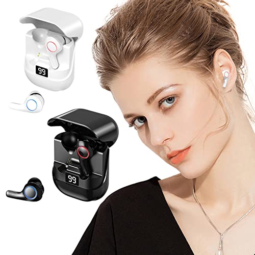 FengLS Wireless Earbuds Bluetooth Headphones Touch Control Ipx5 Waterproof Digital Display Touch-Control Wireless Bluetooth Earphones Built-in Mic Stereo (Black)