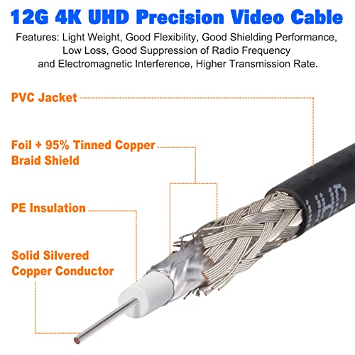 Superbat 3G/6G/12G SDI Cable 4K BNC Cable (Belden 4855R)，1ft/2ft/3ft, Supports 4K/8K/3G-SDI/HD-SDI Camera, SDI Video Cable Precision Video Cable