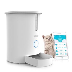automatic pet feeder for cats and puppies, smart food dispenser up to 6 meals a day scientific feeding keep pets weight health controlled by iphone android or other smart devices anywhere