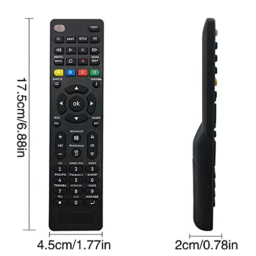 Universal TV Remote Control for Samsung, Sharp, LG, Sony, Panasonic, Toshiba, HAIER, Philips, TCL, Hitachi, Hisense Smart TV with Netflix