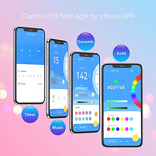 BTF-LIGHTING WS2812B WS2811 SM16703 UCS1903 Bluetooth SP611E Sync Music Controller Timer Mode with Dual Signal Output 600pixels/port for LED Module Pixel Strip Light APP/3Key Button/IR Remote Control