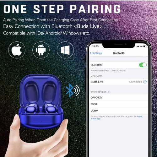 UrbanX Street Buds Live True Wireless Earbud Headphones for Samsung Galaxy S20 Ultra 5G - Wireless Earbuds w/Active Noise Cancelling - Blue (US Version with Warranty)