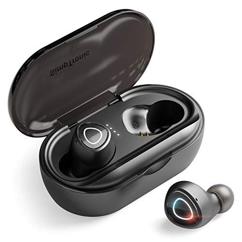 SimpTronic Tech True Wireless Earbuds Bluetooth 5.0 Headphones in-Ear TWS Mini Headset for Sport Extra Bass Stereo Earphones HD Sound IPX7 Waterproof Noise Cancelling Mic 44-50 Hours Playtime Black