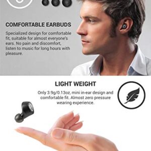 SimpTronic Tech True Wireless Earbuds Bluetooth 5.0 Headphones in-Ear TWS Mini Headset for Sport Extra Bass Stereo Earphones HD Sound IPX7 Waterproof Noise Cancelling Mic 44-50 Hours Playtime Black