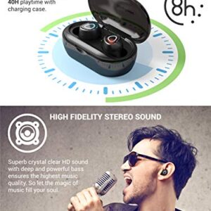 SimpTronic Tech True Wireless Earbuds Bluetooth 5.0 Headphones in-Ear TWS Mini Headset for Sport Extra Bass Stereo Earphones HD Sound IPX7 Waterproof Noise Cancelling Mic 44-50 Hours Playtime Black