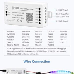 ALITOVE WS2812B WS2811 WS2801 LED WiFi Controller, iOS Android App Wireless Remote Control DC 5V~24V SP108E for SK6812 SK6812-RGBW WS2812 WS2813 WS2815 AL2815 Digital Addressable RGB LED Pixels Strip