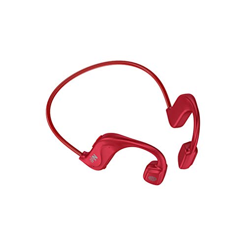 YODZ Bone Conduction Headphones, TWS True Wireless Bluetooth 5.0 Sport Waterproof Earphones Headset, with Mic, for Running, Driving, Cycling,Red