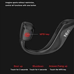 YODZ Bone Conduction Headphones, TWS True Wireless Bluetooth 5.0 Sport Waterproof Earphones Headset, with Mic, for Running, Driving, Cycling,Red