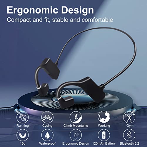 Open Ear Air Conduction Bluetooth Headphones, AOCOAKW Ear Hook Wireless Sports Earphones with Mic Lightweight 8 Hrs Playtime for Workouts, Running, Cycling, Gyming