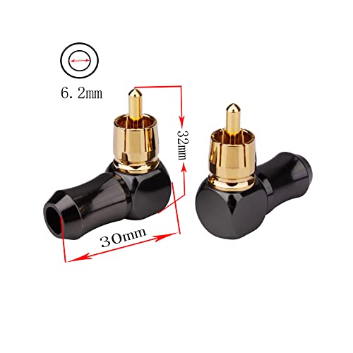 WJSTN-061 90 Degree Right Angle RCA Cable Male to Male Subwoofer Cable Digital Coaxial Audio Cable for Home Theater, Sound Bar, TV,and More， 2Pack (1FT)