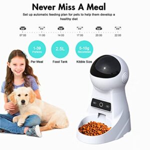 Alla Pets Dogs and Cats Feeder, Smart Automatic Pet Feeder Food Bowl Tank 6L Auto Pet Dry Food Dispenser 1~39 Portions Meal for Small and Large Pets (Black)