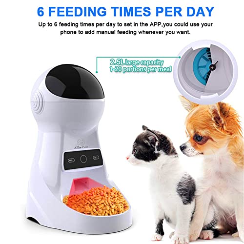 Alla Pets Dogs and Cats Feeder, Smart Automatic Pet Feeder Food Bowl Tank 6L Auto Pet Dry Food Dispenser 1~39 Portions Meal for Small and Large Pets (Black)