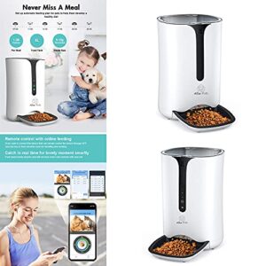 Alla Pets Smart Automatic WiFi Cats & Dogs Feeder, Food Tank 6L Auto Pet Dry Food Dispenser 1~39 Portions Meal for Small and Large Pets, Infrared Indication Control, White