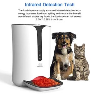 Alla Pets Smart Automatic WiFi Cats & Dogs Feeder, Food Tank 6L Auto Pet Dry Food Dispenser 1~39 Portions Meal for Small and Large Pets, Infrared Indication Control, White