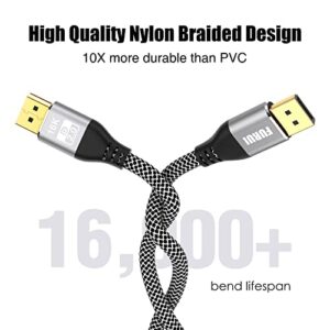 FURUI VESA Certified DisplayPort 2.0 Cable 6ft, Nylon Braided 16K DP 2.0 Cable, Supports 80Gbps, 16K@60Hz, 10K@60Hz, 8K@120Hz / 60Hz for Laptop, TV Gaming Monitor