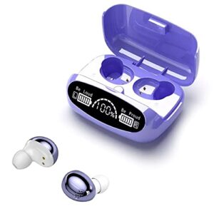 acuvar in-ear wireless bluetooth 5.2 headphones, earbuds ipx6 waterproof with microphone rechargeable usb c case for smartphones android ios (purple)