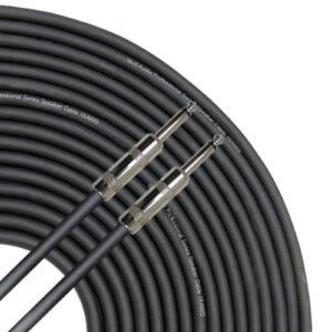 gls audio 25 feet speaker cable 16awg patch cords – 25 ft 1/4″ to 1/4″ professional speaker cables black 16 gauge wire – pro 25′ phono 6.3mm cord 16g – single