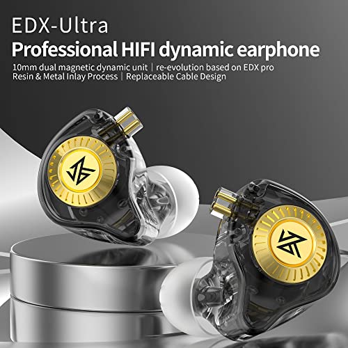 KZ Edx Ultra Upgraded Dynamic in-Ear Wired Earbuds Headset HiFi Music Bassy IEMs Stereo Sound Earphones/Headphones (with Mic, Edx-Ultra)