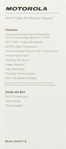 Motorola Scout1 Wi-Fi Pet Monitor for Remote Viewing with iPhone and Android Smartphones and Tablets, Black