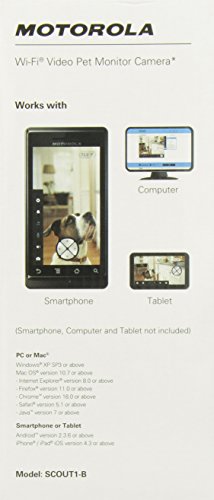 Motorola Scout1 Wi-Fi Pet Monitor for Remote Viewing with iPhone and Android Smartphones and Tablets, Black