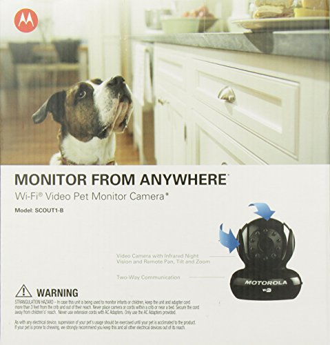 Motorola Scout1 Wi-Fi Pet Monitor for Remote Viewing with iPhone and Android Smartphones and Tablets, Black