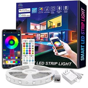 nexlux led lights for bedroom,50ft led strip lights,hassle-free app quickly install long enough for home kithchen party christmas lights