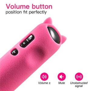 Bedycoon Pink Silicone Protective Soft Cases Covers with Wrist Strap and Remote Holder with Adhesive for RC280 TCL Roku TV Remote Control Cat Ear Shape Design Cute