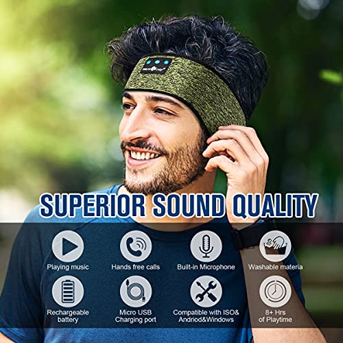 MUSICOZY Sleep Headphones Bluetooth Headband, Wireless Music Sleeping Headphones Sleep Mask Earbuds IPX6 Waterproof with Mic for Side Sleepers Workout Running Insomnia Travel Yoga, Pack of 2