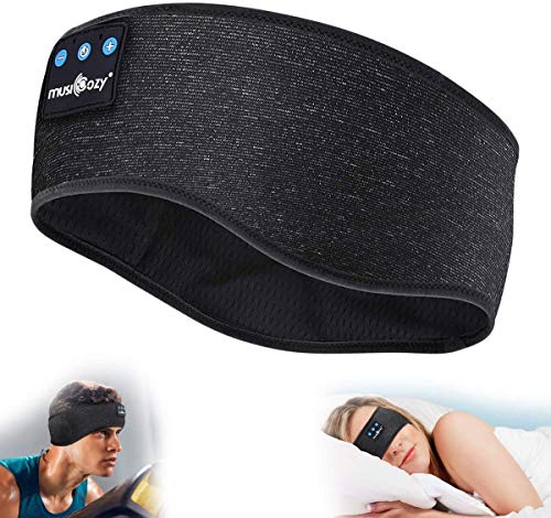 MUSICOZY Sleep Headphones Bluetooth Headband, Wireless Music Sleeping Headphones Sleep Mask Earbuds IPX6 Waterproof with Mic for Side Sleepers Workout Running Insomnia Travel Yoga, Pack of 2