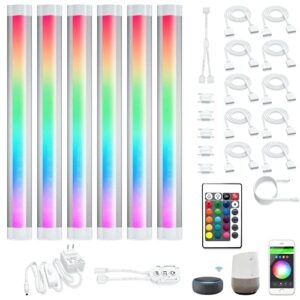 smart light strip uner cabinet lighting rgb muti-color strips light for child bed room,gaming,movie night,sideboard ambient lighting decor,works with alexa,google home voice speaker,phone app,6pcs