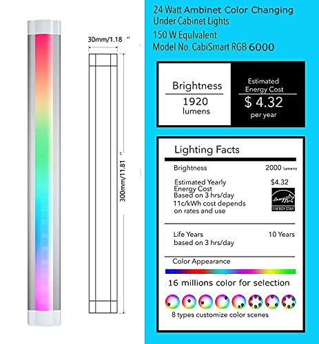 Smart Light Strip Uner Cabinet Lighting RGB Muti-Color Strips Light for Child Bed Room,Gaming,Movie Night,Sideboard Ambient Lighting Decor,Works with Alexa,Google Home Voice Speaker,Phone App,6pcs