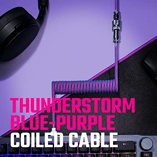 Cooler Master Coiled Cable Thunderstorm Blue-Purple with Detachable Metal Aviator Connector, Flexible Reinforced-Braided Nylon Cable, USB-A to USB Type-C Keyboards (KB-CLZ1)