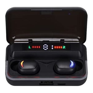 noise reduction earbuds, wireless earbuds led display bluetooth 5.1 earphones with charging box and different sizes of earplugs for sports driving traveling housework