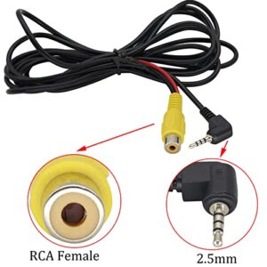 HCFeng 2.5mm to RCA Cable 2.5mm AV-in Male（4-Pole） to RCA Female Cable with Trigger,2.5mm Stereo to RCA Video Adapter for GPS Tablet Car Camcorder Reverse Backup Rear View Camera(2.4M+20cm)