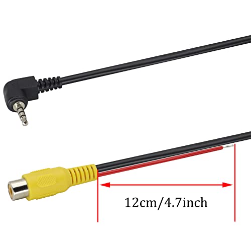 HCFeng 2.5mm to RCA Cable 2.5mm AV-in Male（4-Pole） to RCA Female Cable with Trigger,2.5mm Stereo to RCA Video Adapter for GPS Tablet Car Camcorder Reverse Backup Rear View Camera(2.4M+20cm)