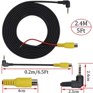 HCFeng 2.5mm to RCA Cable 2.5mm AV-in Male（4-Pole） to RCA Female Cable with Trigger,2.5mm Stereo to RCA Video Adapter for GPS Tablet Car Camcorder Reverse Backup Rear View Camera(2.4M+20cm)