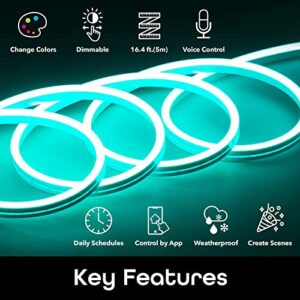 Geeni Prisma Neoflex Smart WiFi LED Strip Lights, Waterproof Color Changing RGB Silicone LED Light Strips for Bedroom and Outdoors with App Remote Control, Works with Alexa and Google Home, 16.4 ft