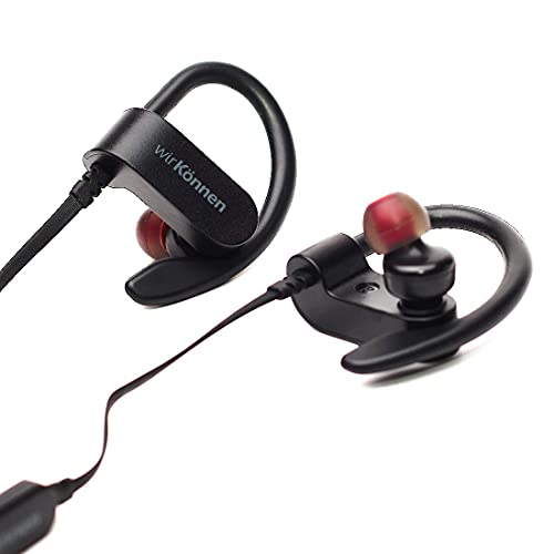 Wir Konnen Ear-Hook Bluetooth Headphones, Wireless, IPX7, Waterproof, with Mic, Stereo, HD, Sweatproof, Gym, Running and Sport, Workout, 9-Hour Battery, Noise Canceling