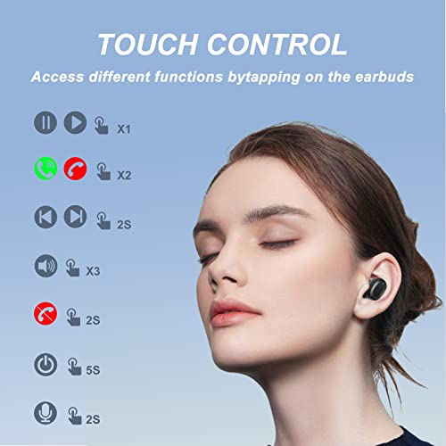 Wireless Earbuds Bluetooth Headphones in-Ear, Noise Cancelling Earbuds Stereo Sound, Deep Bass & with Charging Case Air Buds Pro Touch Control, Wireless Headphone IPX7 Waterproof Sport