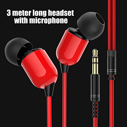 MOHALIKO Earbuds, Earbud Headphones with Microphone, 3-Meter 3.5mm Plug in-Ear Wired Earphone Broadcast Live Headset with/Without Mic Compatible with Various Mobile Phones Black Without Mic