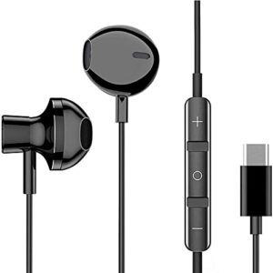 urban extreme usb type c earphones stereo in-ear earbuds with microphone and volume control compatible with oneplus 8t+ 5g – black (us version with warranty)