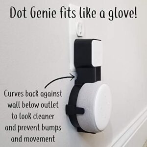 Dot Genie [Square Plug ONLY 2018-2021: Dot 3rd Gen Wall Mount | The Original Outlet Hanger | No Muffled Sound | Exposed Speaker Grill, Mics, and Lights (Black, 1-Pack)