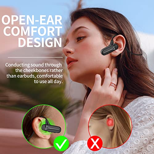 WESADN Bone Conduction Headphones Bluetooth Wireless Open Ear Headphones Build in Microphone Stereo Sport Workout Headset Earphones for Running Cycling Hiking Driving for iPhone Android F1 Black