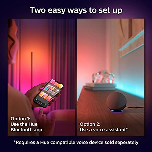 Philips Hue 2-Pack Bluetooth Gradient Ambiance Smart Lightstrip 12ft Base Kit with Two Plugs, (Muticolor Strip, Works with Apple Homekit and Google Home), White,570556 (570556-2)